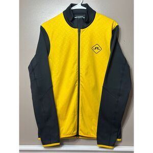 NWT J. Lindeberg Castor Full Zip Mid Layer Black & Yellow Activewear Jacket Mens